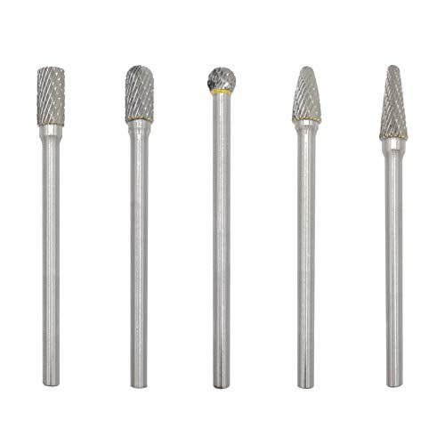 Engraving Extended Long Carbide Burrs Set Drilling Polishing OA-BRES 5pcs 1/4 Inch Shank Double Cut Solid Carbide Rotary Burr File Set for Die Grinder Metal Carving 